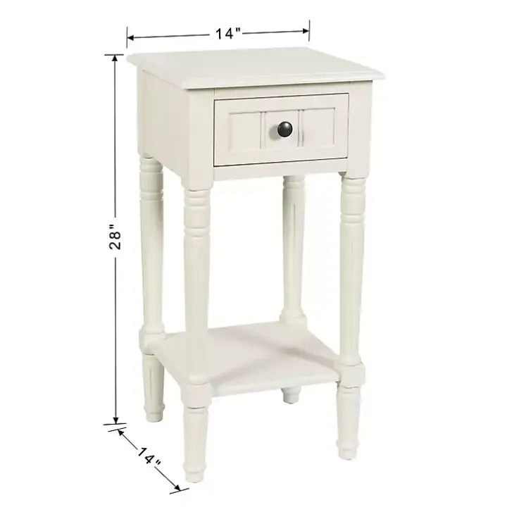 White Wood Square Hampton Accent Table