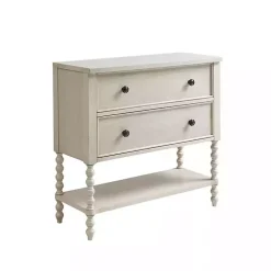 White Wood Turned Legs 2-Drawer Chest