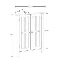 White Wood Two Pane Glass Doors Corner Cabinet