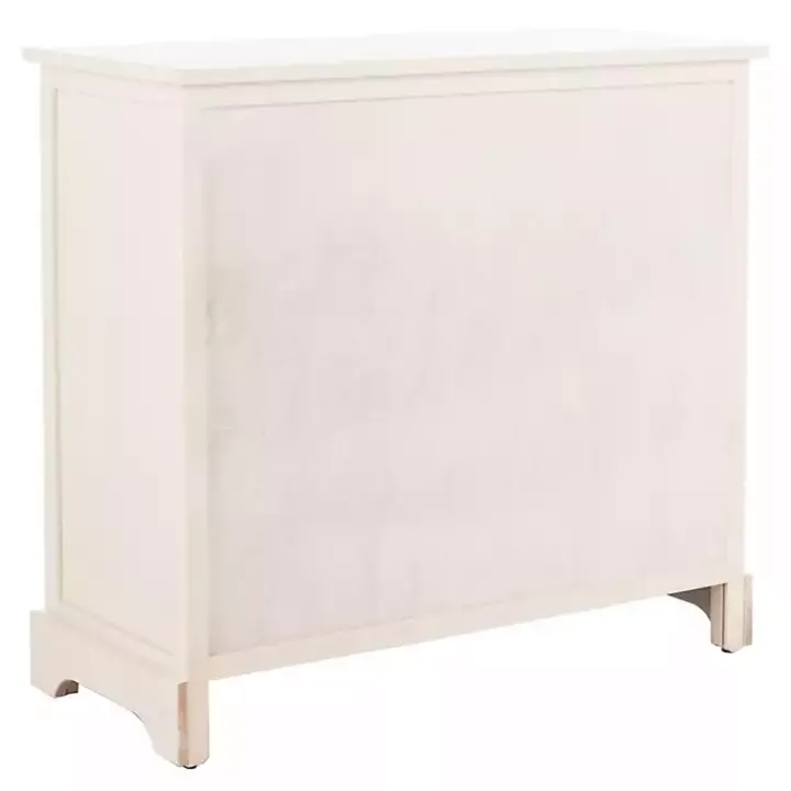 White Wood Woven Baskets Cabinet