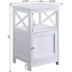 White Wood X Sides Storage Accent Table