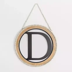 Whitewash Bead Trim Monogram D Plaque