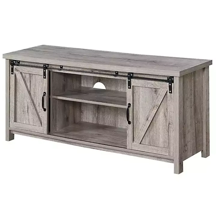 Whitewash Russ Barn Door Media Cabinet