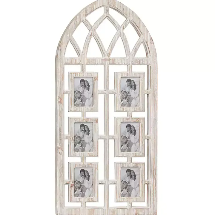 Whitewash Window Arch 6-Opening Collage Frame