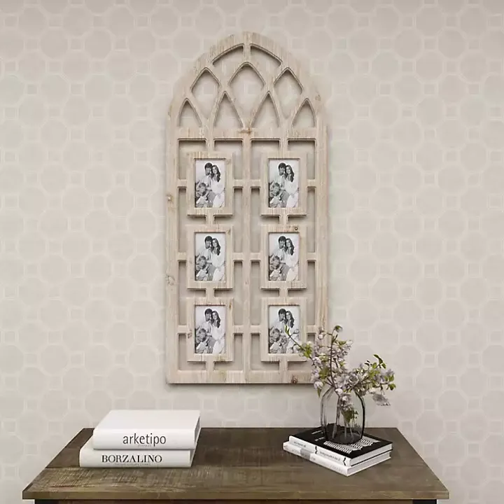 Whitewash Window Arch 6-Opening Collage Frame