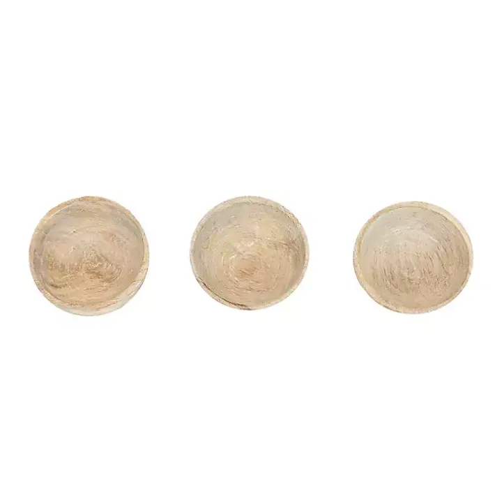 Whitewash Wood Pinch Bowls, Set of 3