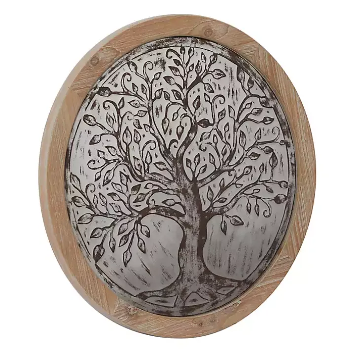 Whitewashed Bronze Tree Framed Wall Plaque