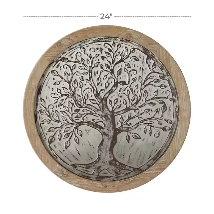 Whitewashed Bronze Tree Framed Wall Plaque