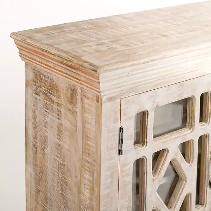 Whitewashed Carri Glass Door Cabinet