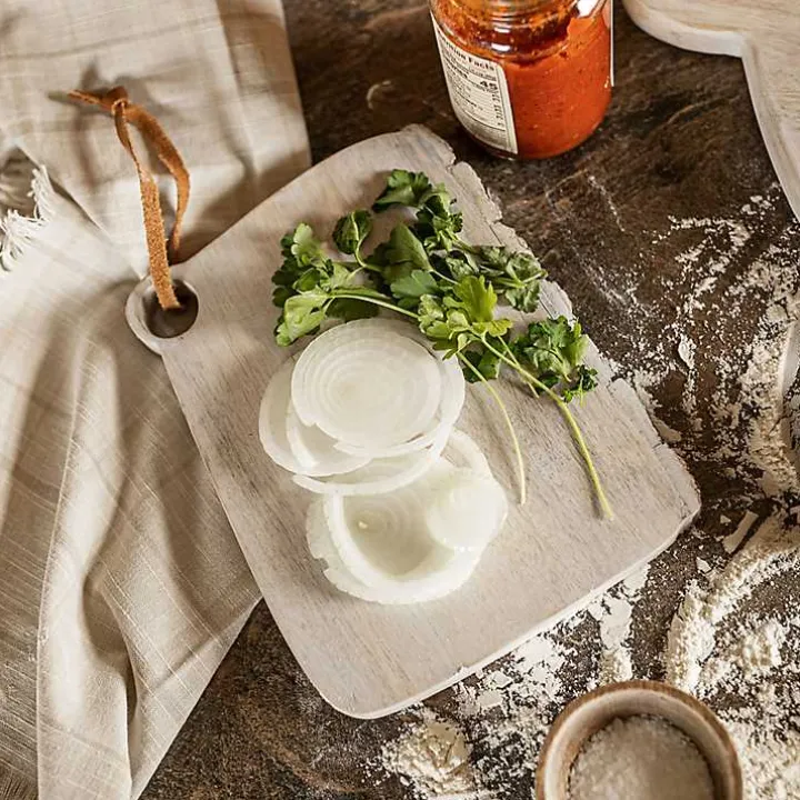 Whitewashed Live Edge Wooden Cutting Board