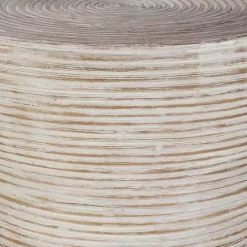 Whitewashed Natural Rattan Accent Table