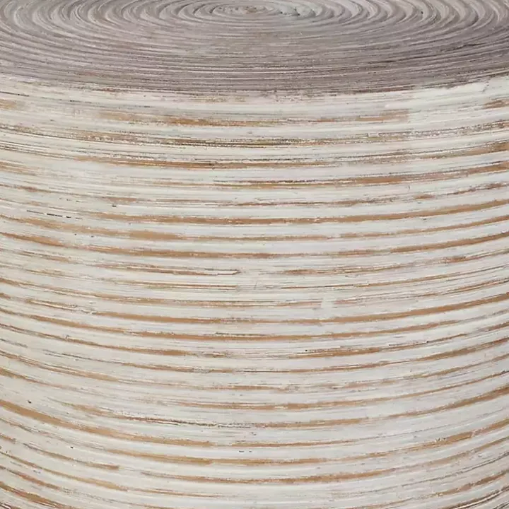 Whitewashed Natural Rattan Accent Table