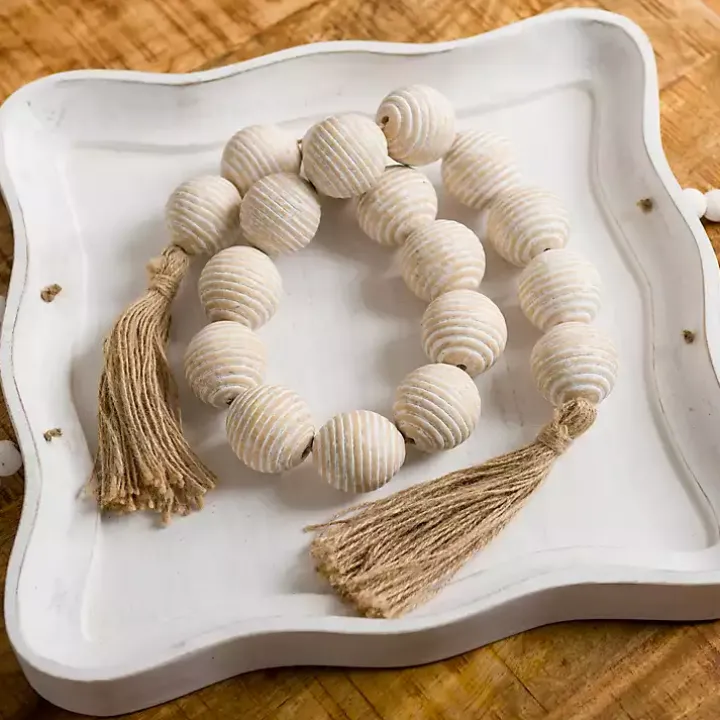 Whitewashed Ribbed Bead Garland