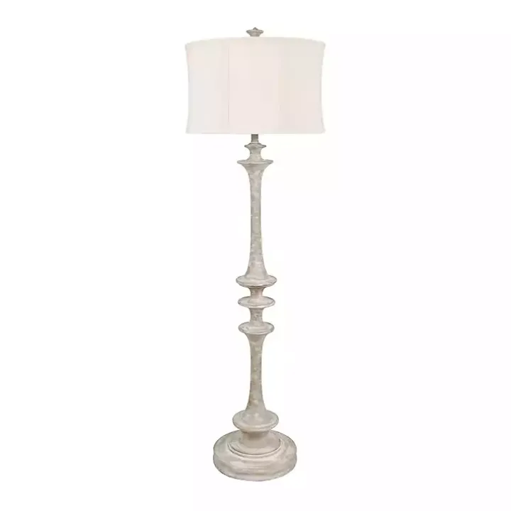 Whitewashed Spindle Floor Lamp
