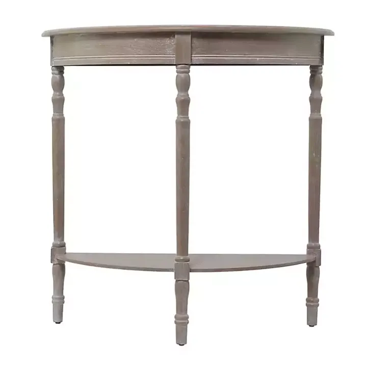 Whitewashed Wood Half Moon Console Table