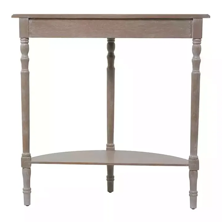 Whitewashed Wood Half Moon Console Table