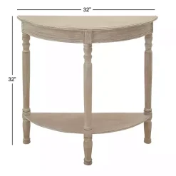 Whitewashed Wood Half Moon Console Table