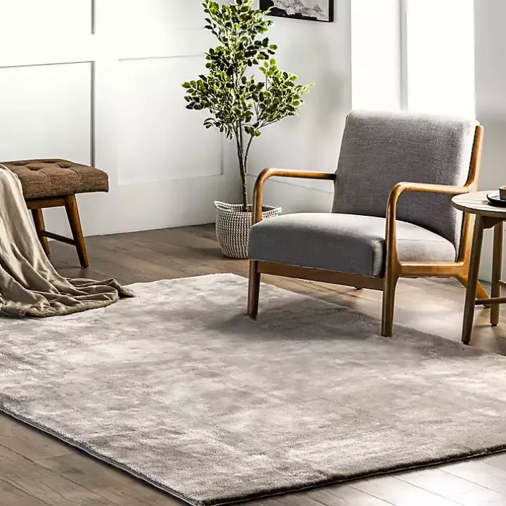 Whitlow Gray Shag Washable Area Rug, 6x9