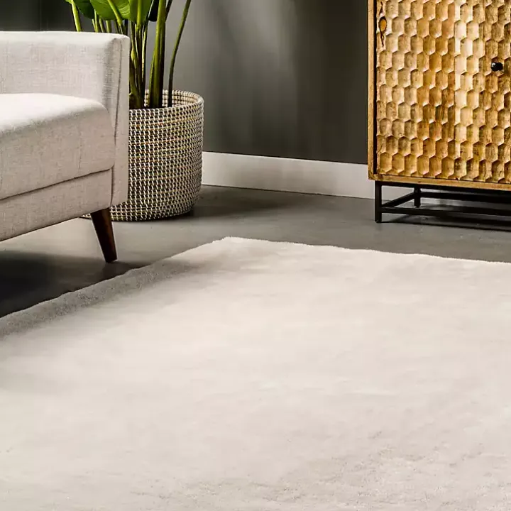 Whitlow Ivory Shag Washable Area Rug, 6x9