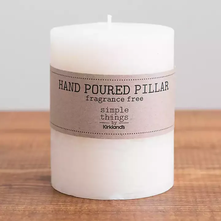 Wide Ivory Unscented Pillar Candle, 5 in.