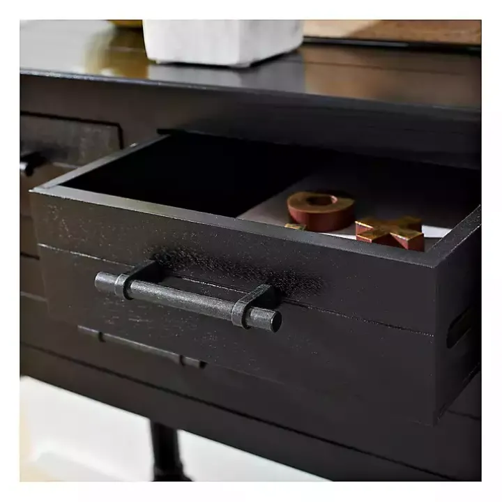 Wilbert 3-Drawer Black Console Table
