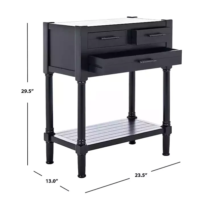 Wilbert 3-Drawer Black Console Table