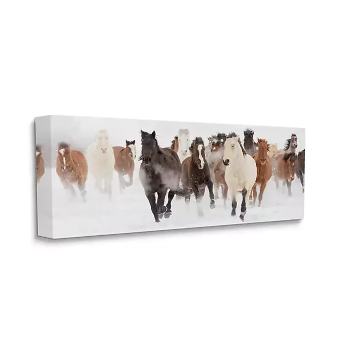 Wild Winter Horses Canvas Art Print, 40x17 in.