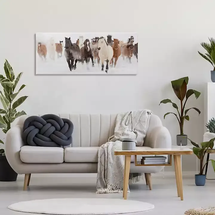 Wild Winter Horses Canvas Art Print, 48x20 in.