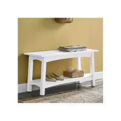 Willis White Wooden Lower Shelf Bench