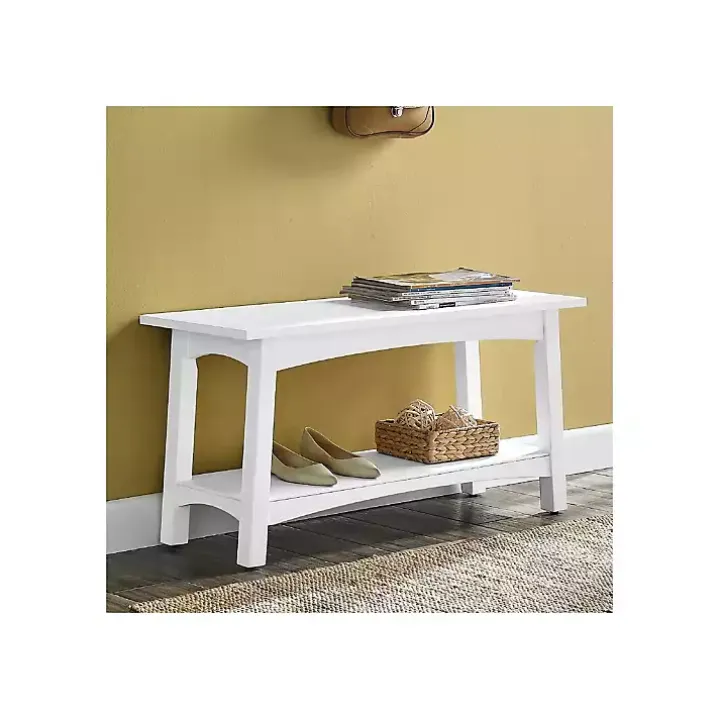 Willis White Wooden Lower Shelf Bench