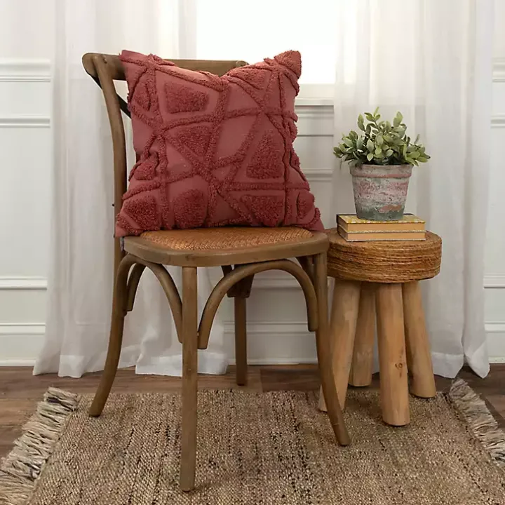 Wine Geo Tufted Throw Pillow