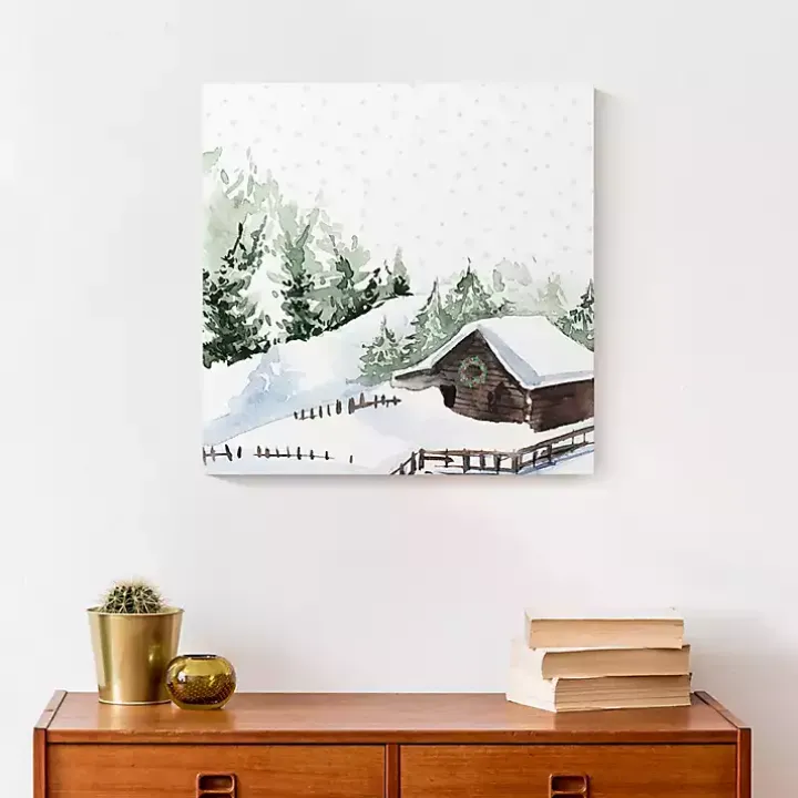 Winter Cabin Canvas Art Print