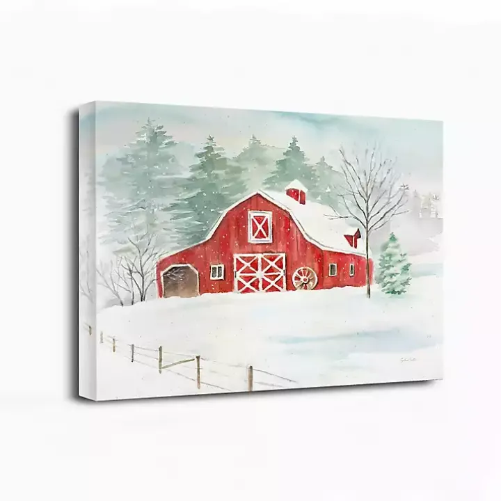 Winter Farmhouse Canvas Art Print