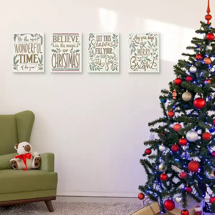 Wonderful Christmas Canvas Art Prints, Set of 4