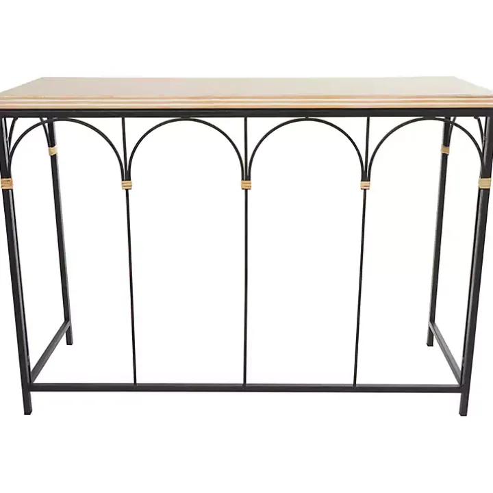 Wood and Metal Arches Console Table