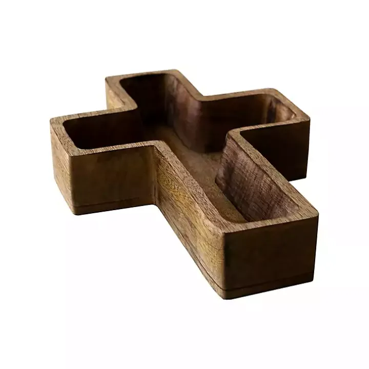Wood Cross Shaped Decorative Bowl