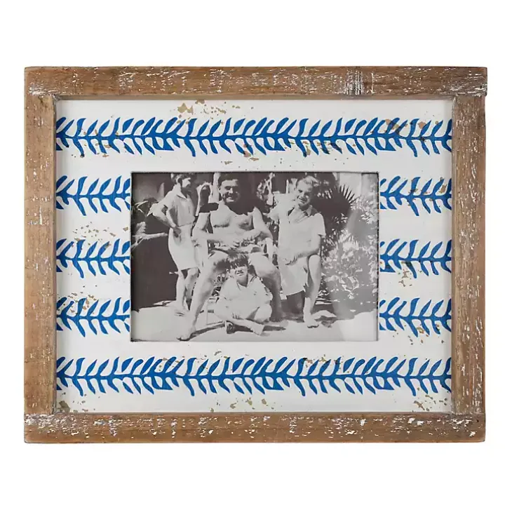 Wooden Blue Printed Picture Frame, 5x7