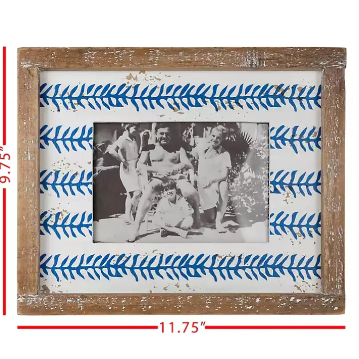 Wooden Blue Printed Picture Frame, 5x7