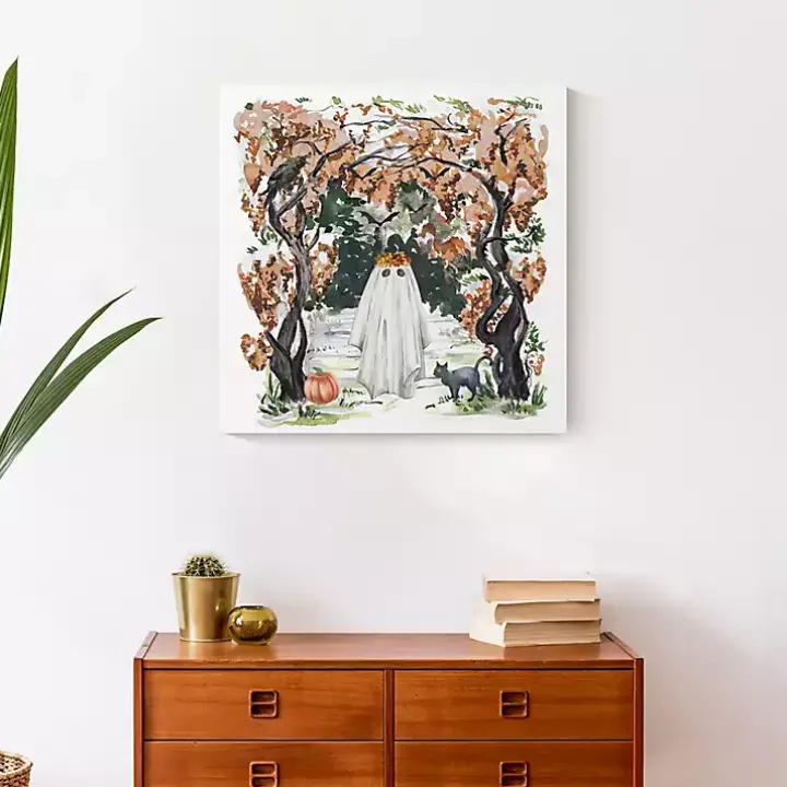 Woodland Ghost Halloween Canvas Art Print