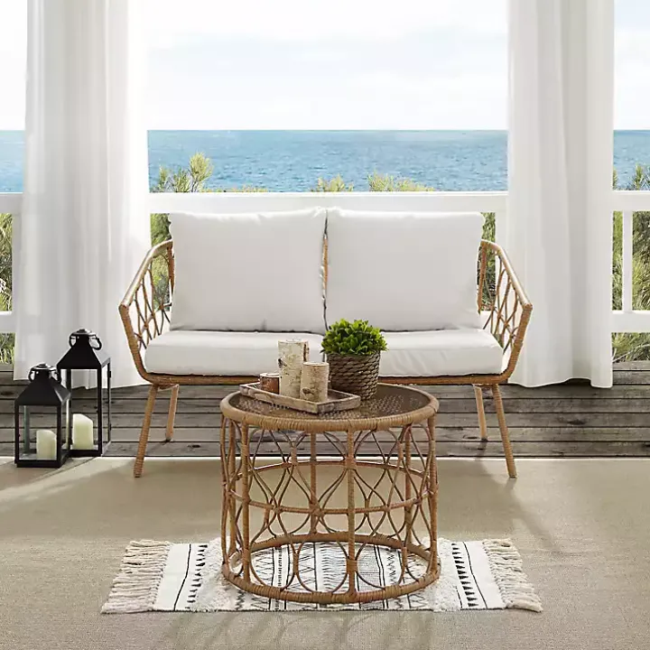 Woven Loop Rattan 2-pc. Outdoor Loveseat Set