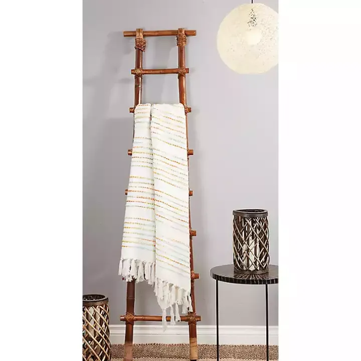 Woven Rainbow Stripe Tassel Throw
