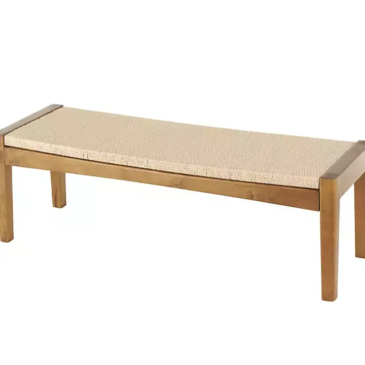 Woven Rope and Birch Wood Bench