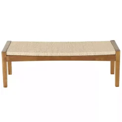 Woven Rope and Birch Wood Bench