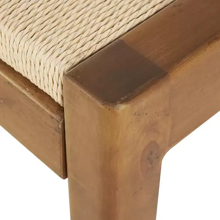 Woven Rope and Birch Wood Bench