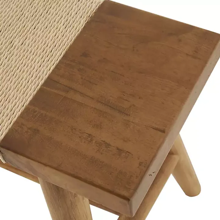 Woven Rope Narrow Wood Bench