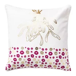 Wrapped Gift Pink Christmas Throw Pillow