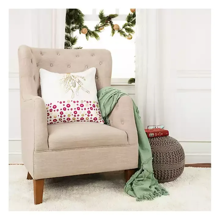 Wrapped Gift Pink Christmas Throw Pillow