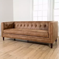 Wyatt Chester Faux Leather Formal Sofa