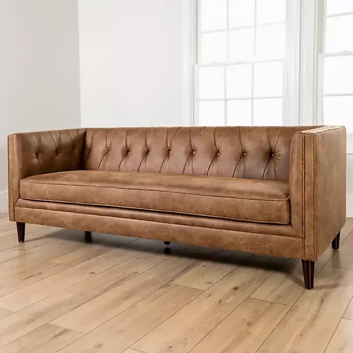 Wyatt Chester Faux Leather Formal Sofa