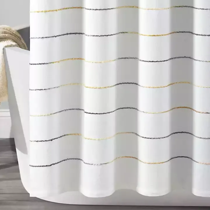 Yellow and Gray Ombre Stripe Shower Curtain